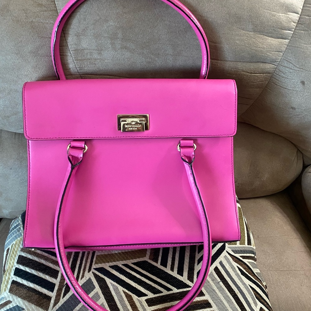 Kate Spade Harwood Place Sinclair Snapdragon Leather Tote Pink Purse sale !
